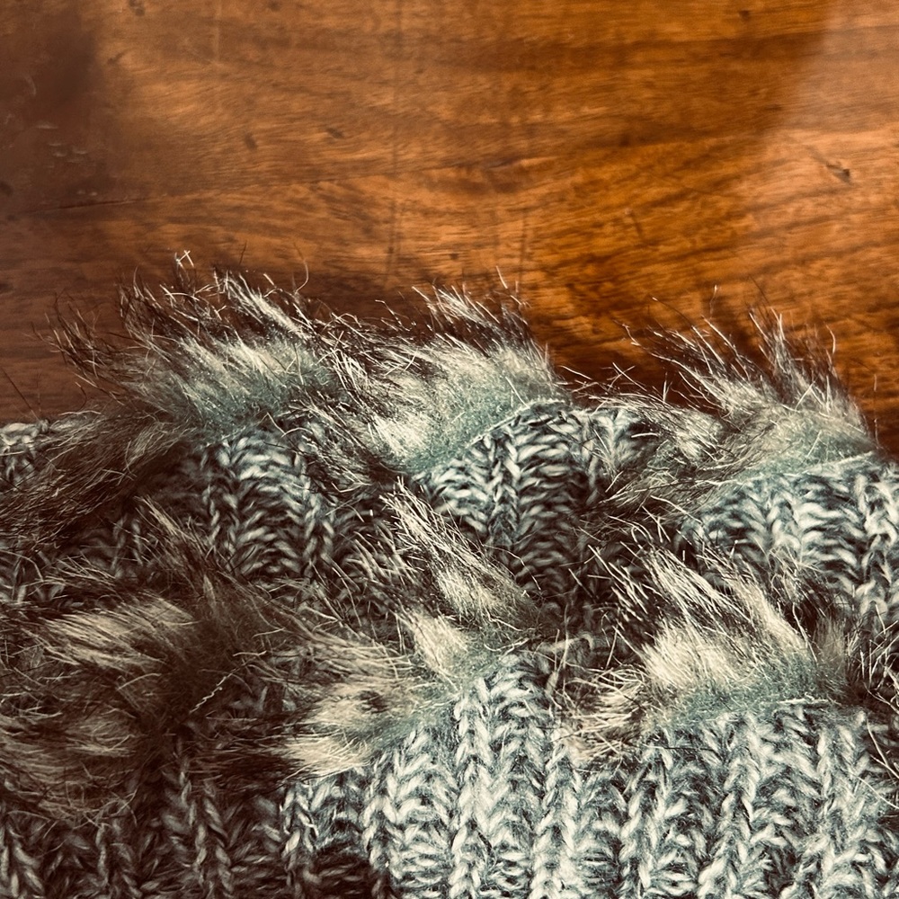 Midi Waterfall Gray Cardigan Faux Fur Laced Trim - Picture 7 of 14